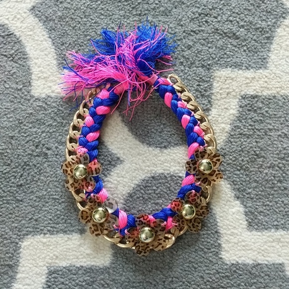 Nwot tortoise shell flower braided blue necklace - Picture 3 of 5